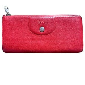 LONGCHAMP Le Pliage Cuir Red Leather Wallet